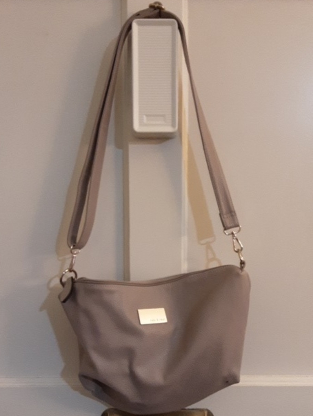 Remi & Reid Taupe Crossbody Shoulder Bag with Adjustable Strap